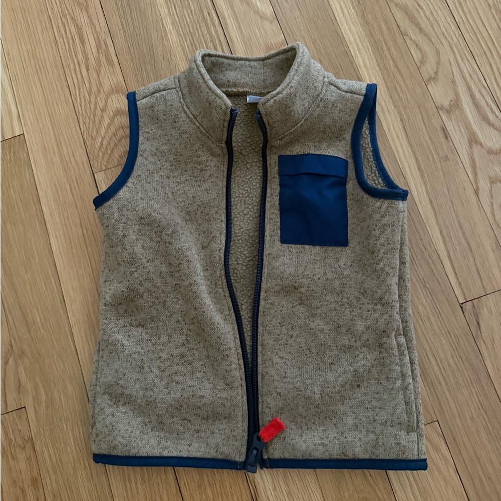 Carter's Tan Fleece Vest with Blue Accents
